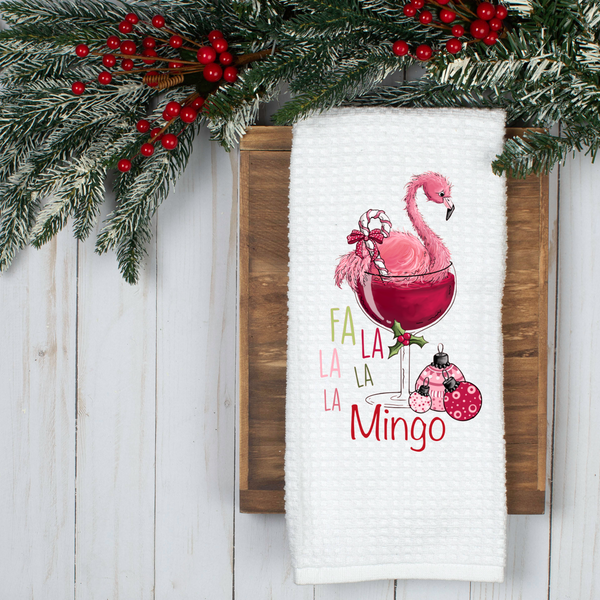 Fa La La Mingo, Tropical Design, Holiday Tea Towel, Christmas Kitchen Décor, Christmas Party Décor