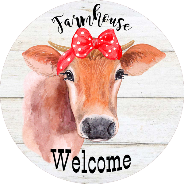 Farmhouse Welcome, Cow Sign, Wreath Attachment, Wreath Sign