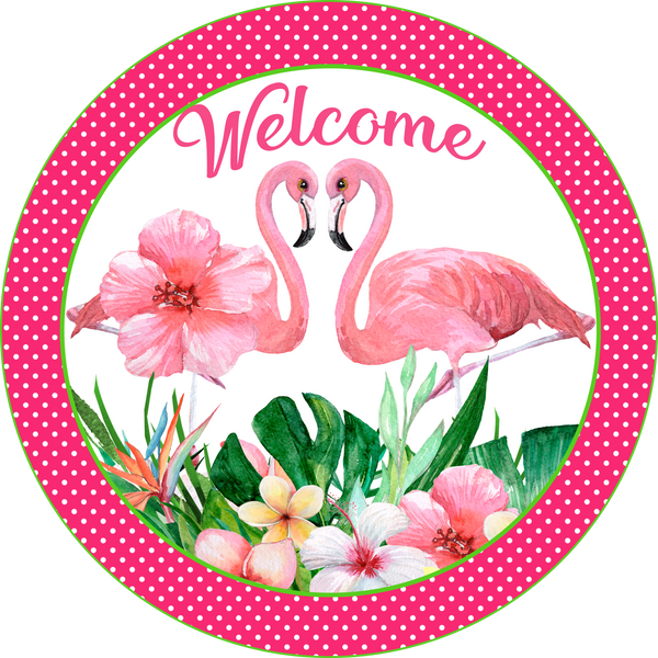 Welcome Flamingo Sign, Metal Sign