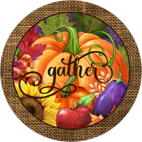 Gather Sign,  Fall Sign, Wreath Sign, Wreath Center, Wreath Attachment