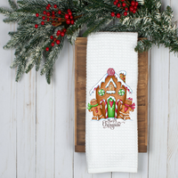 Gingerbread House, Merry Christmas, Holiday Tea Towel, Christmas Kitchen Décor, Christmas Party Décor, Hostess Holiday Gift