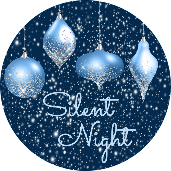 Silent Night, Blue Design, Christmas Design, Wreath Center
