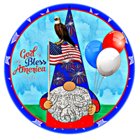 God Bless America, Patriotic Gnome, Patriotic -Summer Sign, Wreath Center, Wreath Attachment