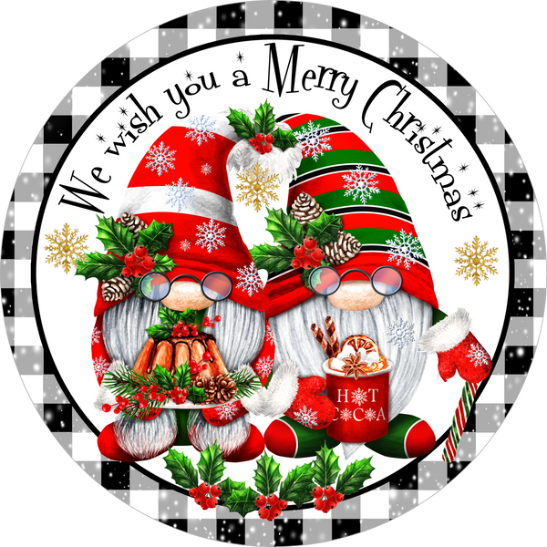 We Wish You A Merry Christmas Sign, Holiday Gnomes, Holiday Sign, Wreath Center