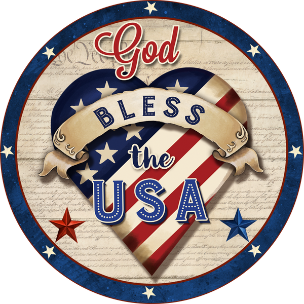 God Bless the USA Sign, Patriotic Sign, Wreath Center, Wreath Attachment