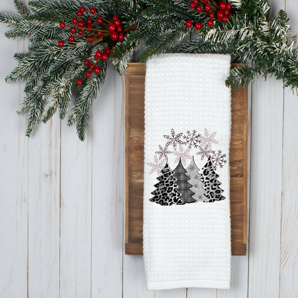 Holiday Trees, Holiday Tea Towel, Christmas Kitchen Décor, Christmas Party Décor