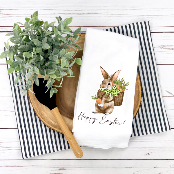 Happy Easter, Easter Bunny, Spring - Easter Tea Towel Design, Spring Kitchen Décor, Spring Hostess Gift