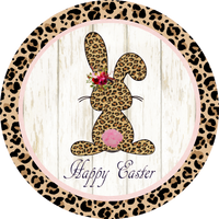 Cheetah Bunny, Happy Easter Sign, Easter Design, Easter Décor,  Wreath Center, Wreath Attachment