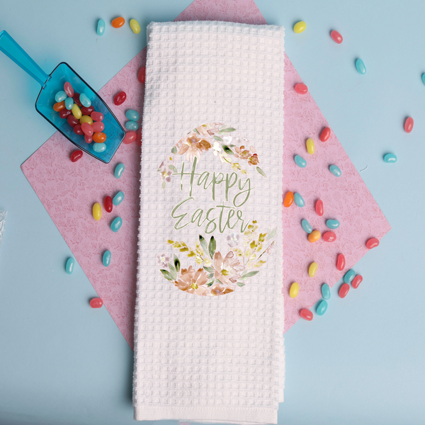 Easter Egg Tea Towel, Easter Design, Happy Easter,  Easter -Spring Kitchen Décor, Spring Hostess Gift