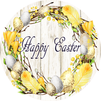 Happy Easter Flower Sign, Easter Design, Easter Décor,  Wreath Center, Wreath Attachment