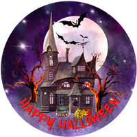 Happy Halloween Sign, Haunted House Design, Wreath Sign, Wreath Center, Wreath Attachment