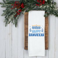 Happy Hanukkah, Holiday Tea Towel, Holiday Kitchen Décor, Holiday Party Décor, Hostess Holiday Gift