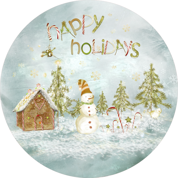 Happy Holiday Sign, Christmas Sign, Wreath Center, Wreath Attachment