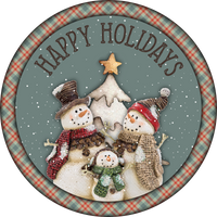 Happy Holidays Snowman Sign, Holiday Sign Christmas Sign, Wreath Sign, Wreath Center