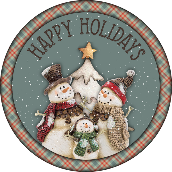 Happy Holidays Snowman Sign, Holiday Sign Christmas Sign, Wreath Sign, Wreath Center