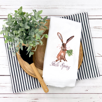 Bunny Rabbit Kitchen Towel, Bunny Décor, Hello Spring, Easter -Spring Kitchen Décor, Spring Hostess Gift