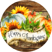 #12 Happy Thanksgiving Sign, Pumpkins, Wreath Sign, Wreath Center, Wreath Attachment