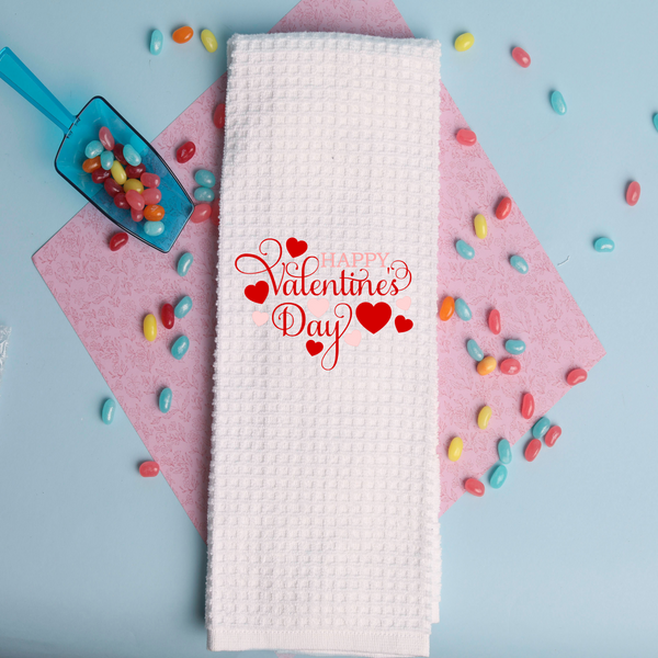 Happy Valentines Day Design, Valentine Tea Towel, Valentine Kitchen Décor, Valentine Party Décor, Hostess Valentine Gift