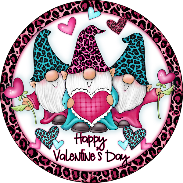 Happy Valentine Day Sign, Valentine Sign, Cheetah Print, Gnomes, Wreath Supplies, Wreath Center, Wreath Attachment