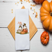 Hello Fall Design, Chickadee's, Fall Tea Towel, Fall Kitchen Décor, Fall Party Décor