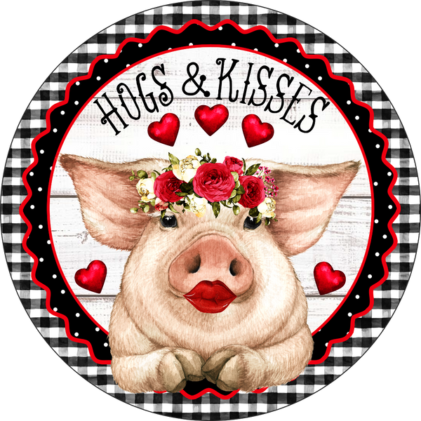 Hog and Kisses Sign,  Wreath Center, Wreath Attachment