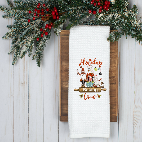 Holiday Baking Crew, Holiday Gnomes, Holiday Tea Towel, Christmas Kitchen Décor, Christmas Party Décor, Hostess Holiday Gift