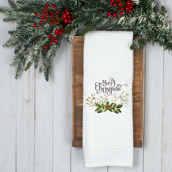 Merry Christmas, Holiday Tea Towel, Christmas Kitchen Décor, Christmas Party Décor