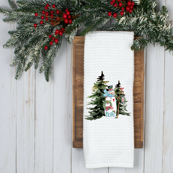 Hope Snowman, Holiday Tea Towel, Christmas Kitchen Décor, Christmas Party Décor, Hostess Holiday Gift