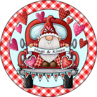 Hugs and Kisses Sign, Valentine Sign, Gnome. Red Truck, Valentine Hearts, Wreath Supplies, Wreath Center, Wreath Attachment