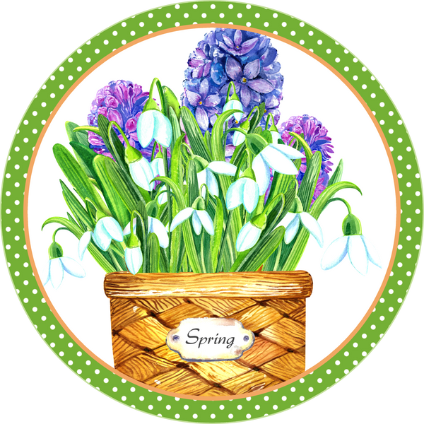 Hyacinths Spring Basket Sign, Wreath Sign, Wreath Center, Wreath Attachment