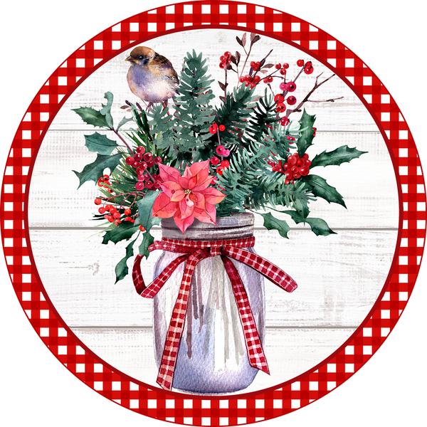 Jar of Christmas Greenery Design, Holiday Sign Christmas Sign, Wreath Sign, Wreath Center