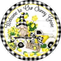 Lemon Gnome Porch Welcome Sign, Wreath Supplies, Wreath Center, Wreath Attachment