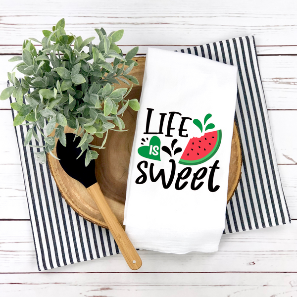 Life is Sweet Tea Towel, Watermelon Tea Towel, Summer Tea Towel Design, Summer Kitchen Décor, Summer Hostess Gift