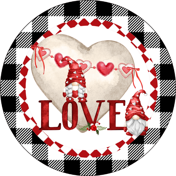 Love Sign, Valentine Sign, Valentine Gnomes,  Red and Pink Sign,  Wreath Attachment, Wreath Center