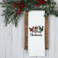 Merry Chickmas, Holiday Tea Towel, Holiday Kitchen Décor, Holiday Party Décor, Hostess Holiday Gift