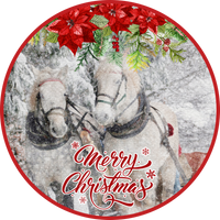 Merry Christmas Sign, Christmas Sleigh,  Horses,  Holiday Sign, Christmas Sign, Wreath Sign, Wreath Center