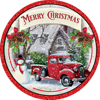 Merry Christmas Red Truck, Merry Christmas Sign, Holiday Sign, Wreath Center, Wreath Attachment