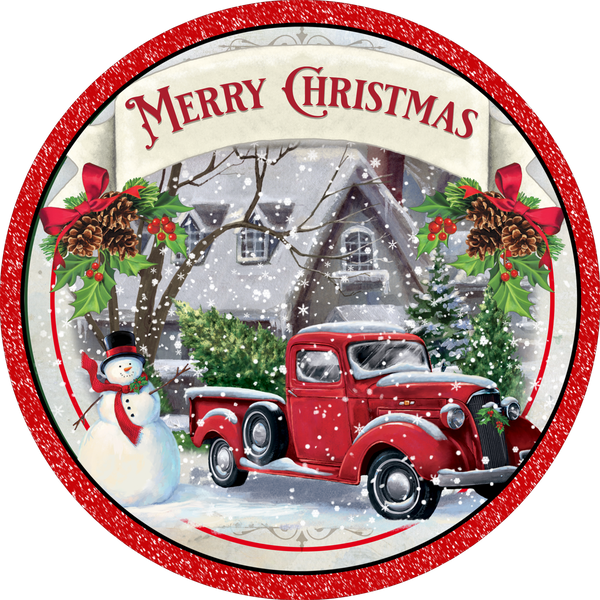 Merry Christmas Red Truck, Merry Christmas Sign, Holiday Sign, Wreath Center, Wreath Attachment