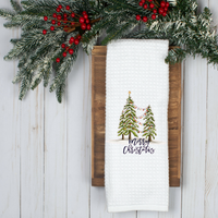 Merry Christmas Design,  Holiday Tea Towel, Christmas Kitchen Décor, Christmas Party Décor, Hostess Holiday Gift