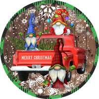 Vintage Truck, Gnomes, Christmas Sign, Holiday Sign, Merry ChristmasWreath Sign, Wreath Supplies, Wreath Center