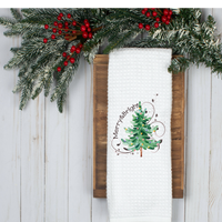Merry And Bright,  Holiday Tea Towel, Christmas Kitchen Décor, Christmas Party Décor