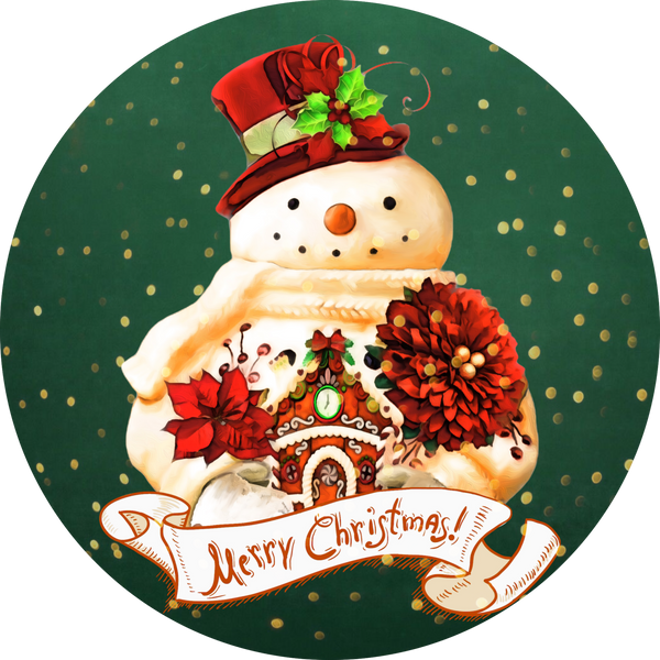Merry Christmas Sign, Holiday Snowman, Holiday Sign, Wreath Center