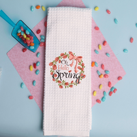 Oh Hello Spring Design,  Spring Flowers, Spring Tea Towel, Spring Kitchen Décor, Spring Hostess Gift
