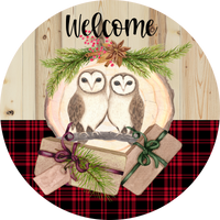 Owl Sign, Holiday Sign, Christmas Sign,  Wreath Center, Wreath Attachment