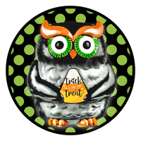 Trick or Treat Sign, Halloween Owl Design, Wreath Sign, Wreath Center, Wreath Attachment