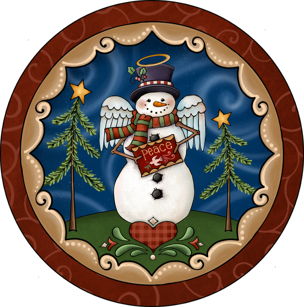 Peace Snowman Sign, Holiday Design, Whimsical, Wreath Sign, Wreath Supplies, Wreath Center