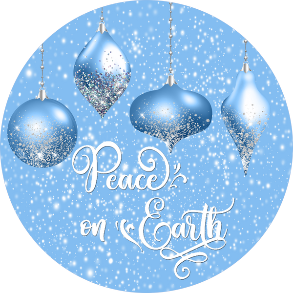 Peace On Earth Sign, Holiday Sign, Blue Sign, Christmas Sign, Wreath Supplies, Wreath Attachment