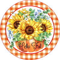 Pumpkin Sunflower Hello Fall  Sign, Wreath Sign, Wreath Center, Wreath Attachment