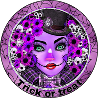 Purple Scarecrow, Trick or Treat Sign, Wreath Sign, Wreath Center, Wreath Attachment