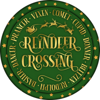 Reindeer Crossing Sign, Holiday Sign Christmas Sign, Wreath Sign, Wreath Center
